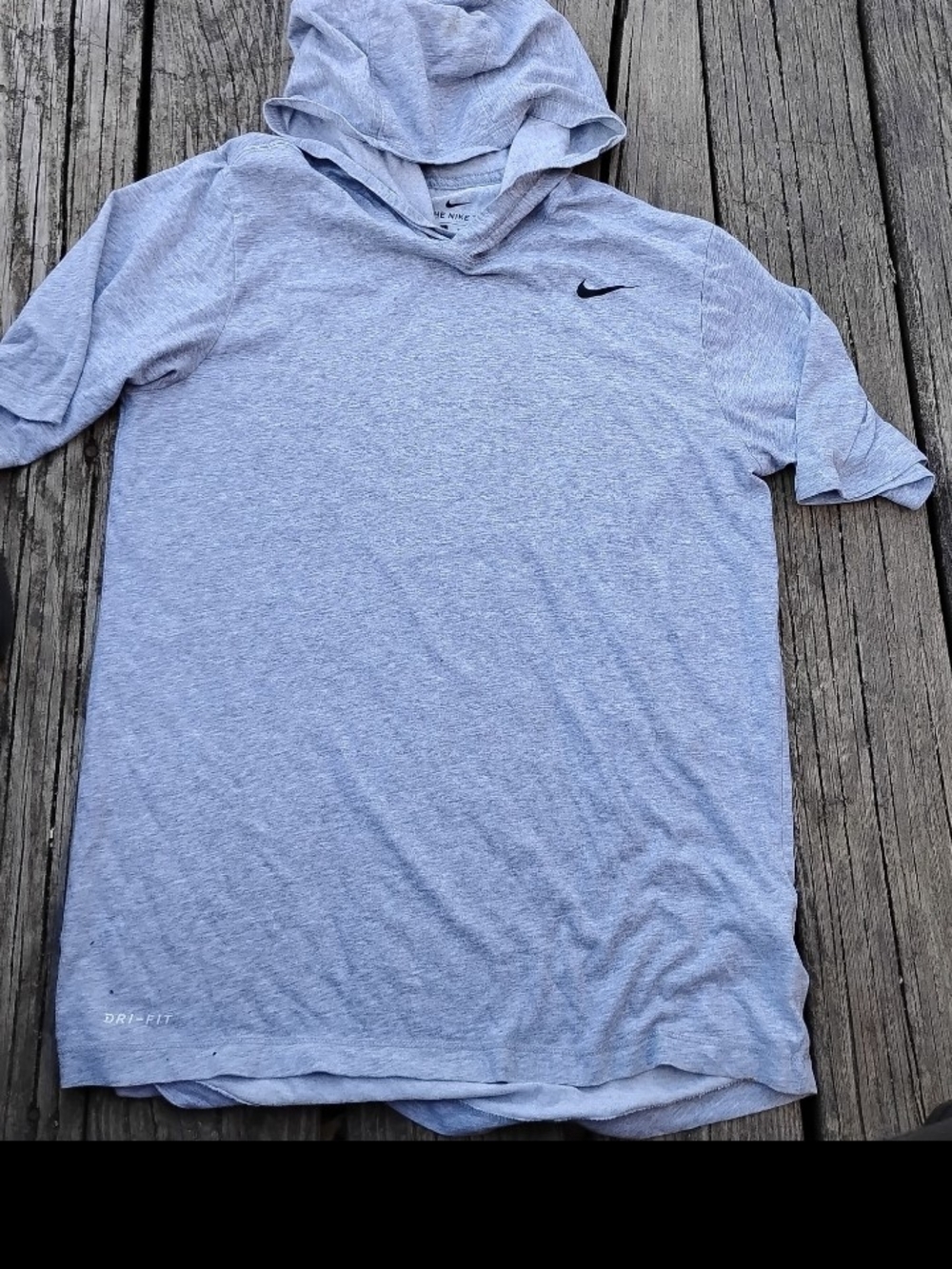 Nike Light Gray Short-Sleeve Hooded Dri-FIT Shirt